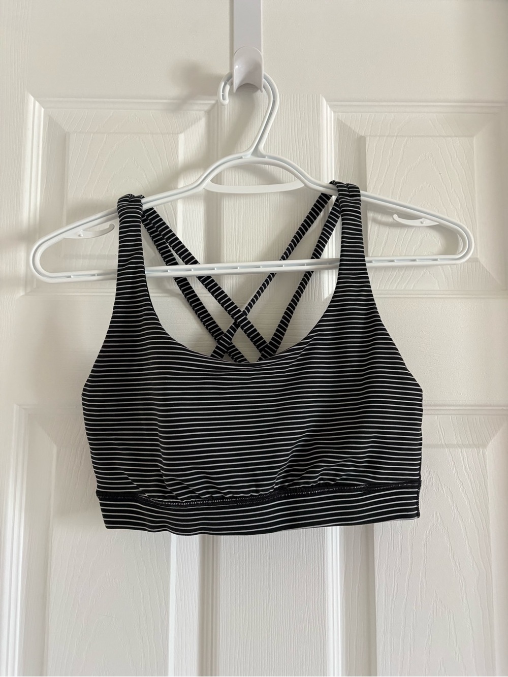 Lululemon Energy Bra Long Line – Black/White Stripe